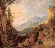 Momper II, Joos de Mountainous Landscape with a Bridge and Four Horsemen Sweden oil painting artist